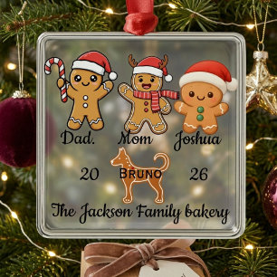 Personalized Gingerbread Family 2026 Metal Ornament