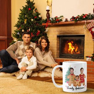 Personalized Gingerbread Family Face Photo Coffee Mug