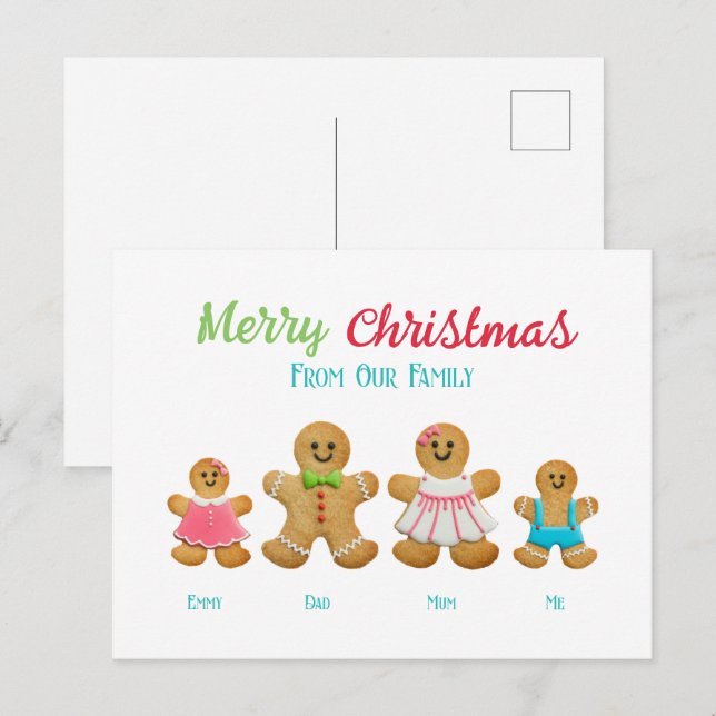 Personalized Gingerbread Family Greeting Card (Front/Back)