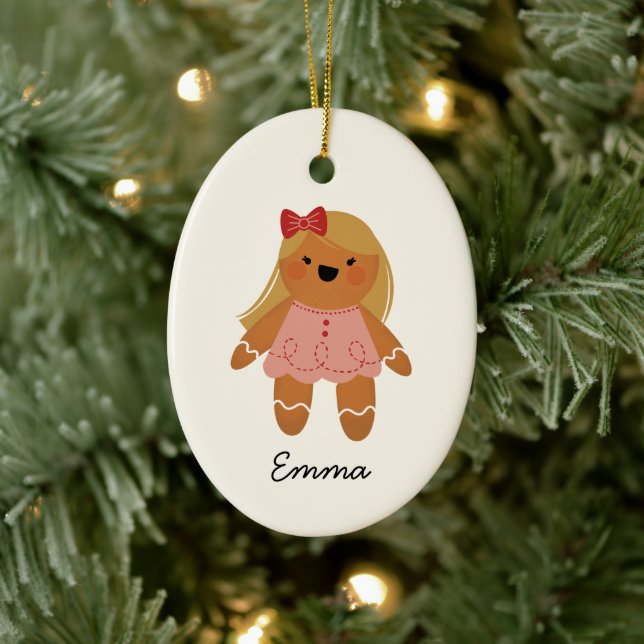 Personalized Gingerbread Girl Christmas Ornament (Tree)