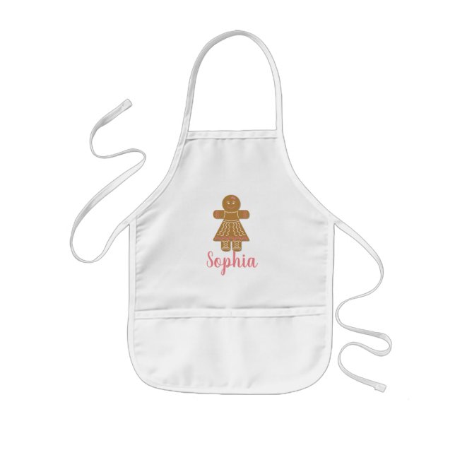 Personalized Gingerbread Girl Kids Apron (Front)
