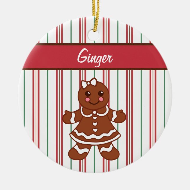Personalized Gingerbread Girl Ornament (Front)
