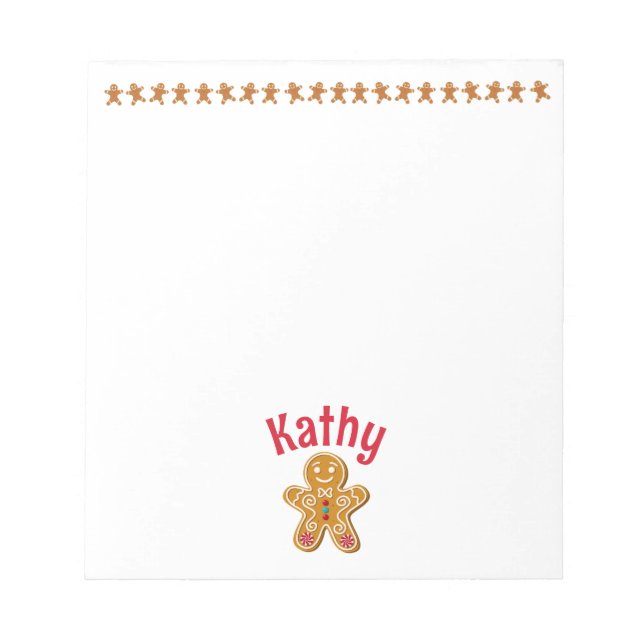 Personalized Gingerbread Holiday Notepad (Front)