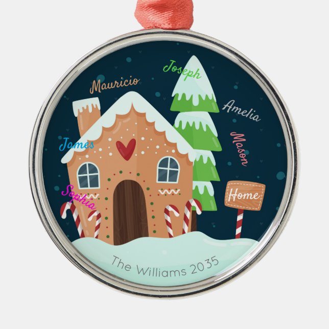 “Personalized Gingerbread House Family Ornament (Front)