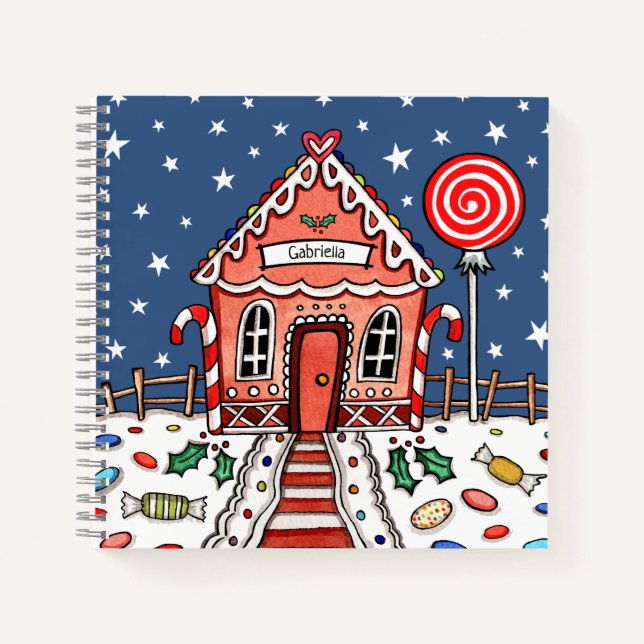 Personalized Gingerbread House Notebook (Front)
