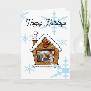 Personalized Gingerbread House Snowflakes Holidays Card