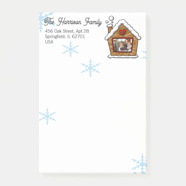 Personalized Gingerbread House Snowflakes Holidays Post-it Notes (Front)