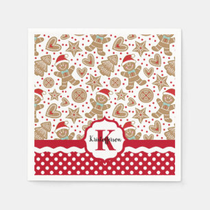 Personalized Gingerbread Man Christmas Napkin