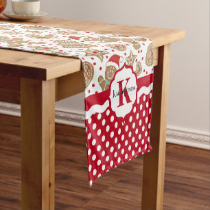 Personalized Gingerbread Man Christmas Short Table Runner