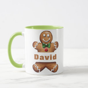 Personalized Gingerbread Man Custom Name Christmas Mug