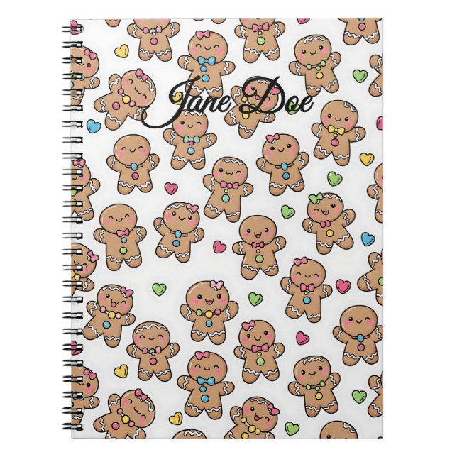 Personalized Gingerbread Men Christmas Notebook (Front)