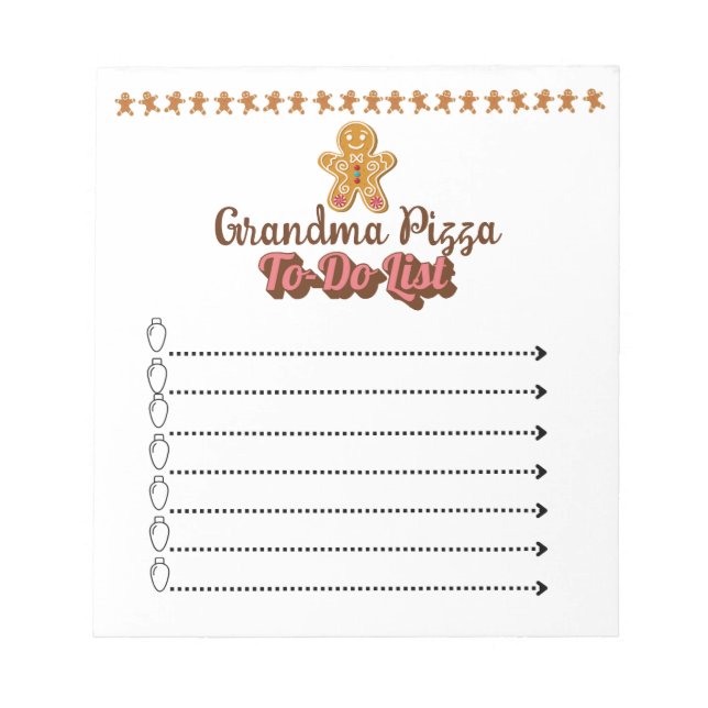 Personalized Gingerbread Themed Holiday To-Do List Notepad (Front)