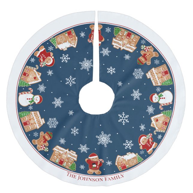 Personalized Gingerbread Village Brushed Polyester Brushed Polyester Tree Skirt (Front)