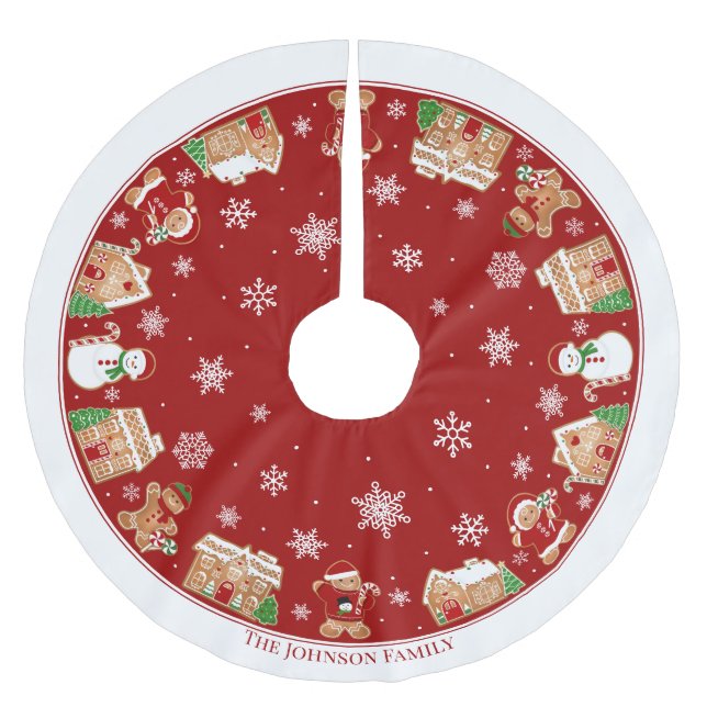 Personalized Gingerbread Village Brushed Polyester Tree Skirt (Front)