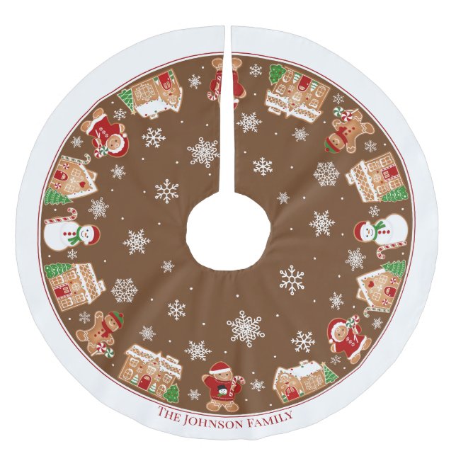Personalized Gingerbread Village Brushed Polyester Tree Skirt (Front)