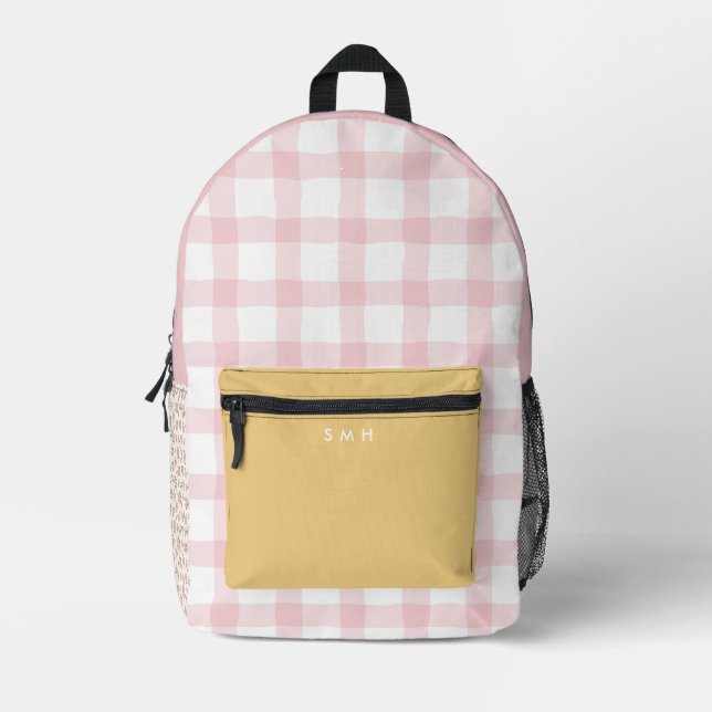 Personalized Gingham Cottagecore Backpack (Front)