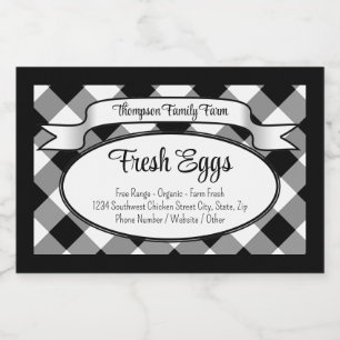 Personalized Gingham Farm Egg Carton Label