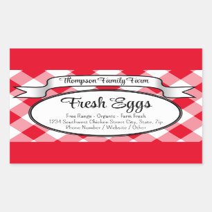Personalized Gingham Farm Egg Carton Label