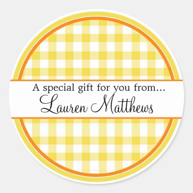 Personalized  Gingham Gift Stickers (Front)