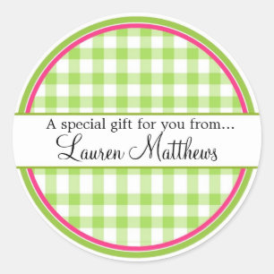 Personalized Gingham Gift Stickers
