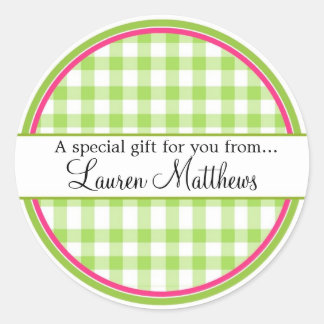 Personalized  Gingham Gift Stickers