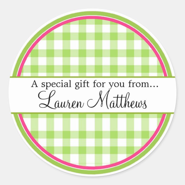 Personalized  Gingham Gift Stickers (Front)