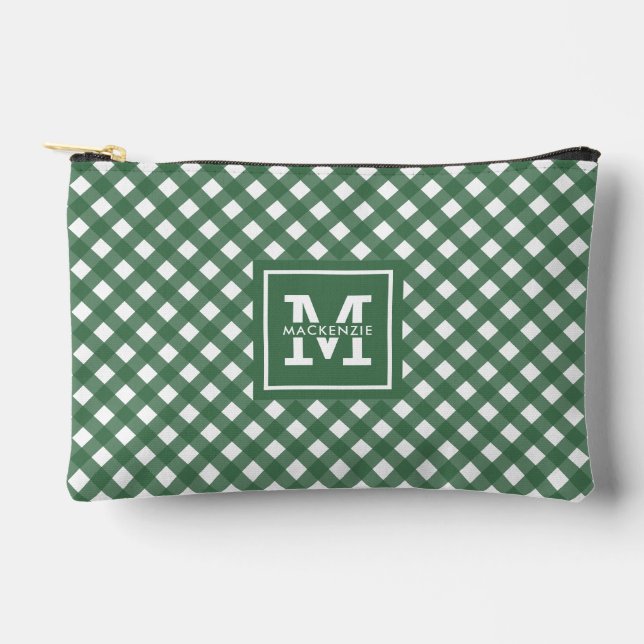 Personalized Gingham Plaid Pattern Accessory Pouch (Front)