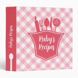 Personalized Gingham Recipe Organizer Binder