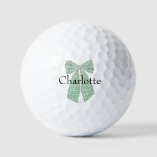 Personalized Gingham Romantic Coquette Bow Golf Balls