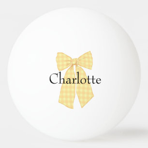 Personalized Gingham Romantic Coquette Bow Ping Pong Ball