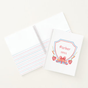 Personalized Gingham School Crest Notebook
