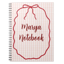 Personalized Gingham Spiral Notebook | Custom Name