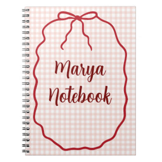 Personalized Gingham Spiral Notebook | Custom Name