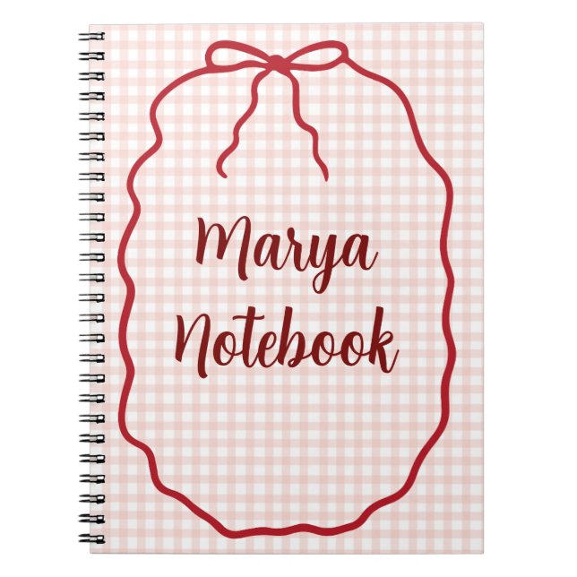 Personalized Gingham Spiral Notebook | Custom Name (Front)