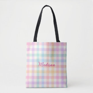 Personalized Gingham Tote Bag