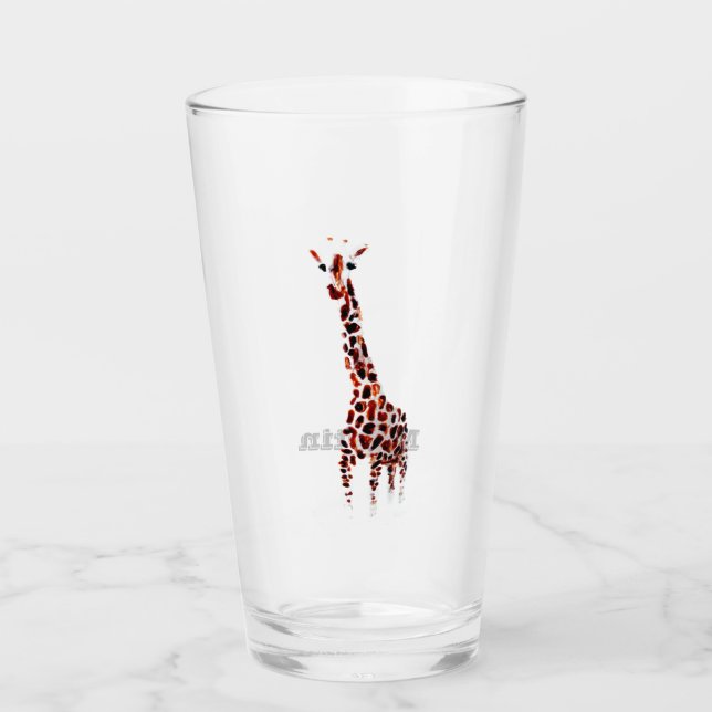 Personalized Giraffe Art Animal Glass (Front)