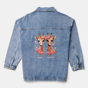 Personalized Giraffe Couple for Valentine's Day Denim Jacket