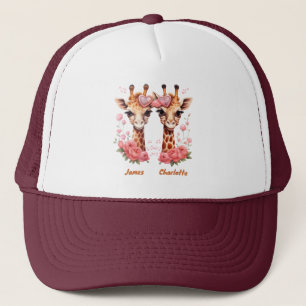 Personalized Giraffe Couple for Valentine's Day Trucker Hat