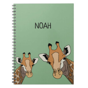 Personalized Giraffe Funny Green Notebook