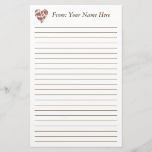 Personalized Giraffe Heart Lined Stationery