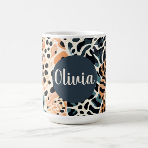 Personalized Giraffe Leopard Animal Print Coffee Mug