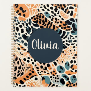 Personalized Giraffe Leopard Animal Print Planner