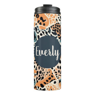 Personalized Giraffe Leopard Animal Print Thermal Tumbler