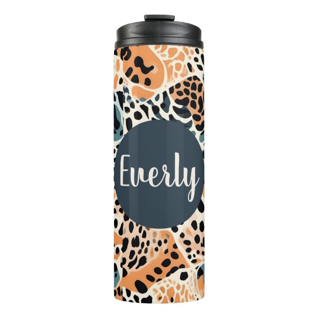 Personalized Giraffe Leopard Animal Print Thermal Tumbler (Front)