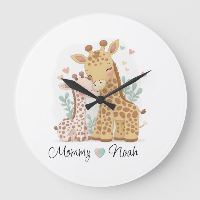 Personalized Giraffe Love Wall Clock (Front)