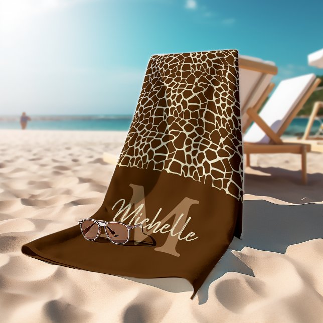 Personalized Giraffe Pattern Monogram Fitness Yoga Bath Towel (Creator Uploaded)