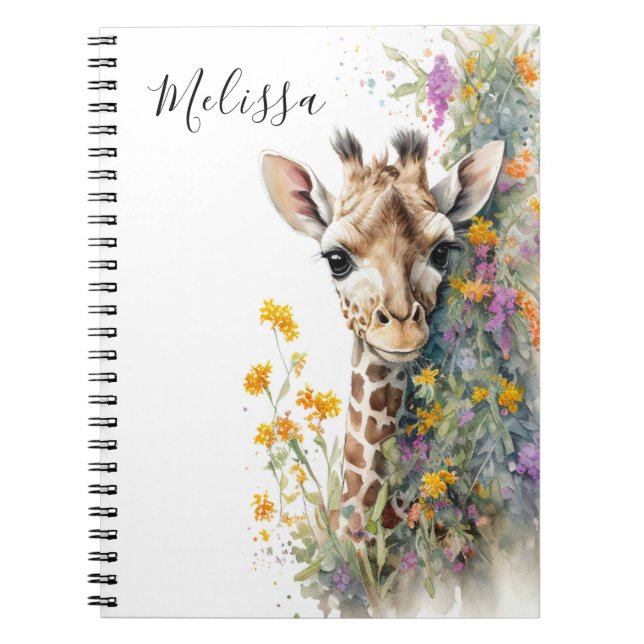 Personalized Giraffe School Office Notebook Gift (Front)