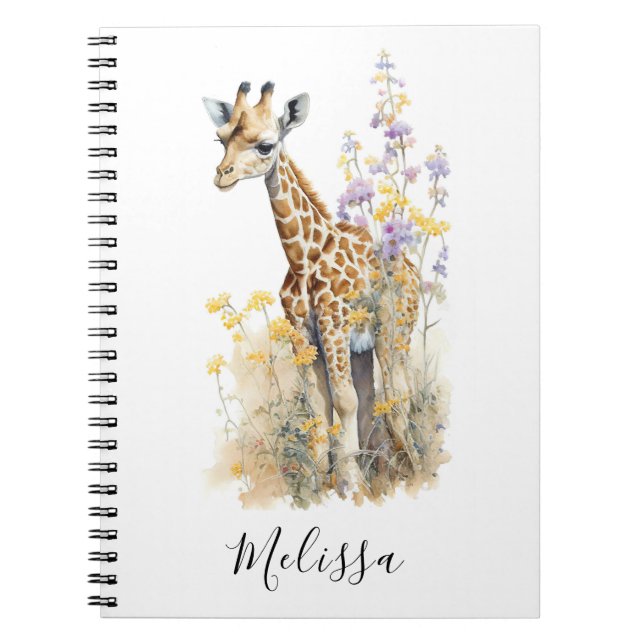 Personalized Giraffe School Office Notebook Gift (Front)