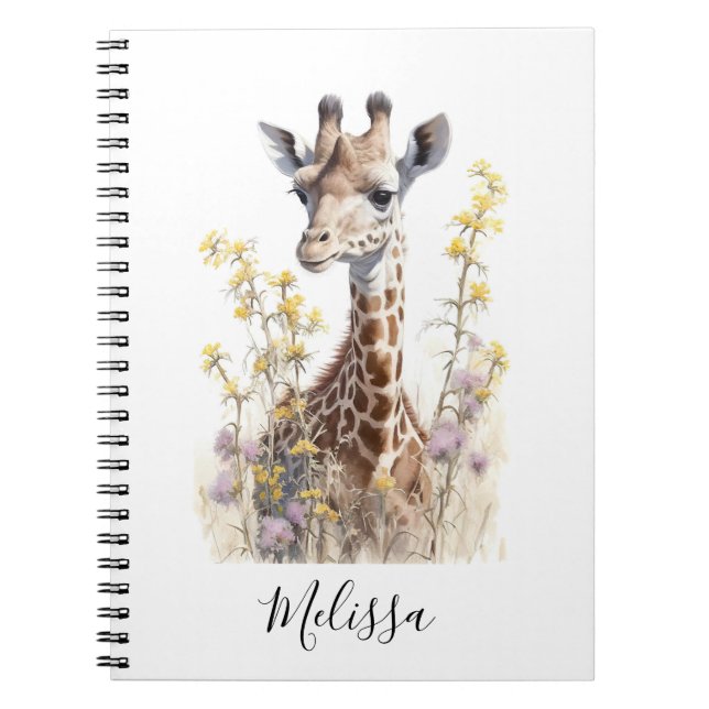 Personalized Giraffe School Office Notebook Gift (Front)