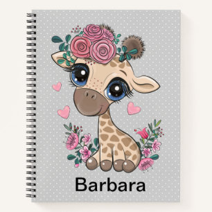 Personalized Giraffe Sketch Notebook